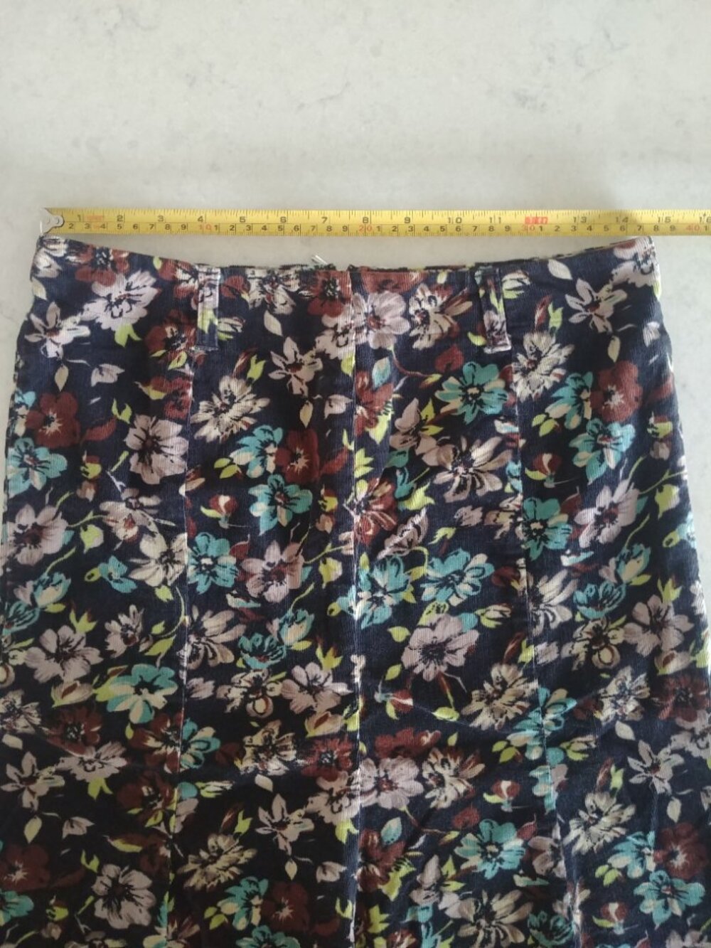 Vintage United Colors of Benetton corduroy flower trumpet skirt approx Medium - Picture 13 of 14